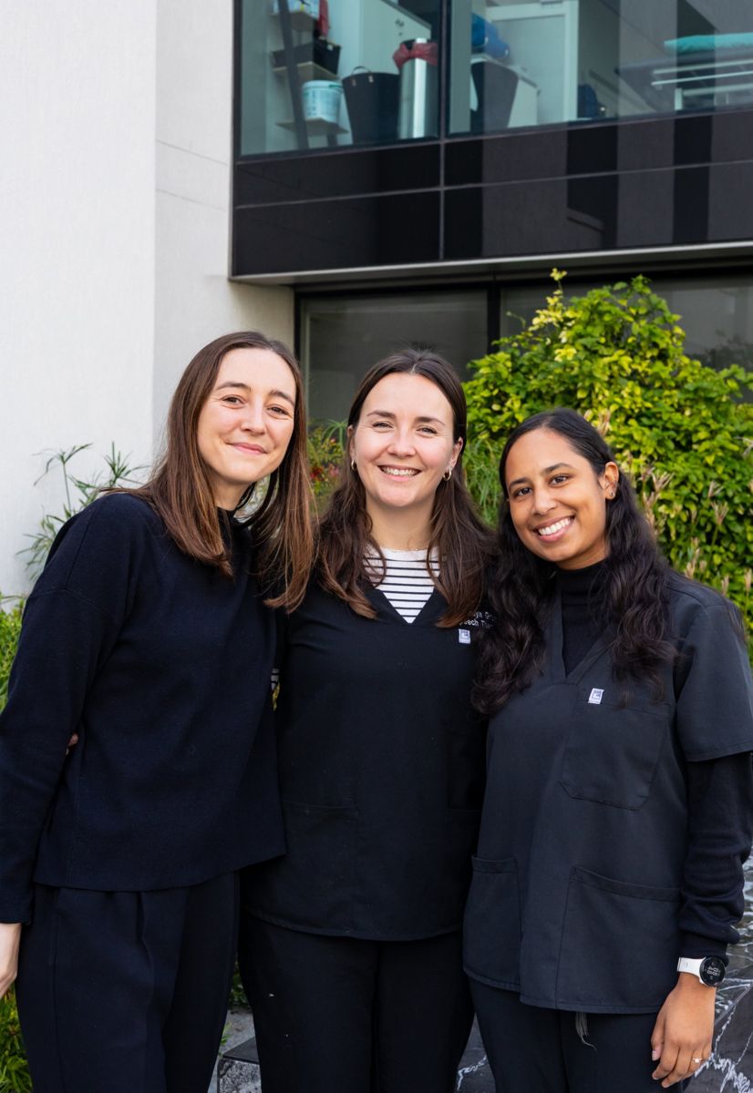 Alice Kleyn, Tamlyn Grant and Stephanie Kaylor standing together outside Faircape Health Institute